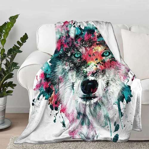 White Wolf Throw Blanket