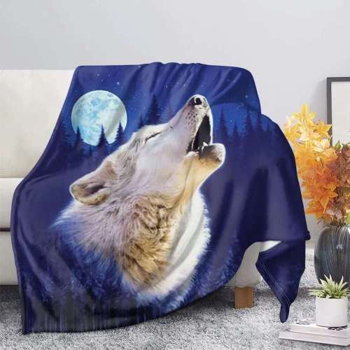 Moon Wolf Blanket Home