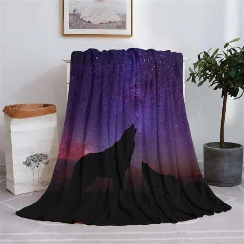 Purple Howling Wolf Blanket