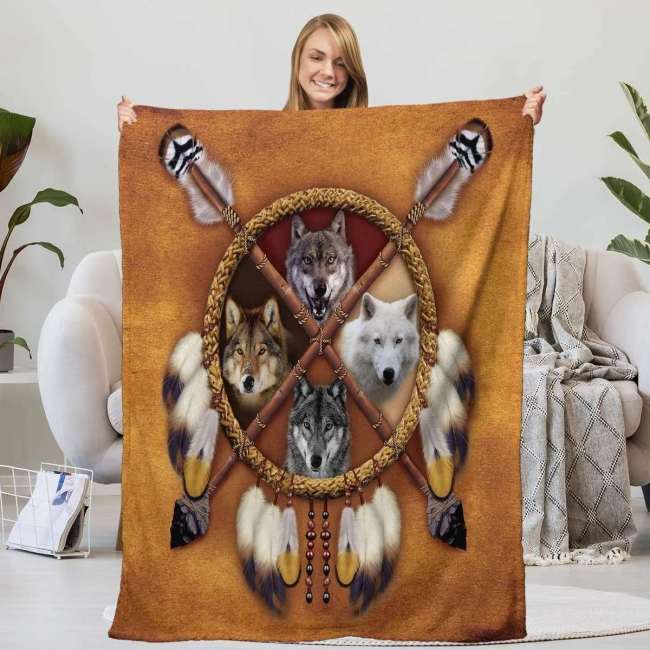Brown Native Wolf Blankets