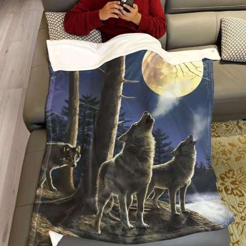 Thick Wolf Packs Moon Blanket