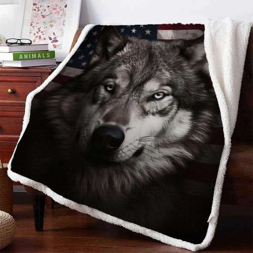 Black Large Wolf Blanket