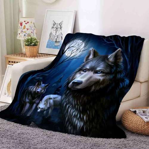 Wolf Pack Moon Plush Blanket