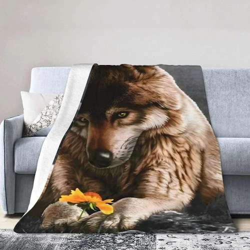 Sunflower Wolf Blanket