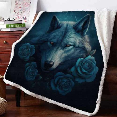 Flowers Wolf Blanket