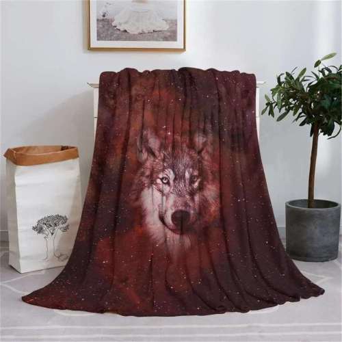 Dark Red Wolf Blanket