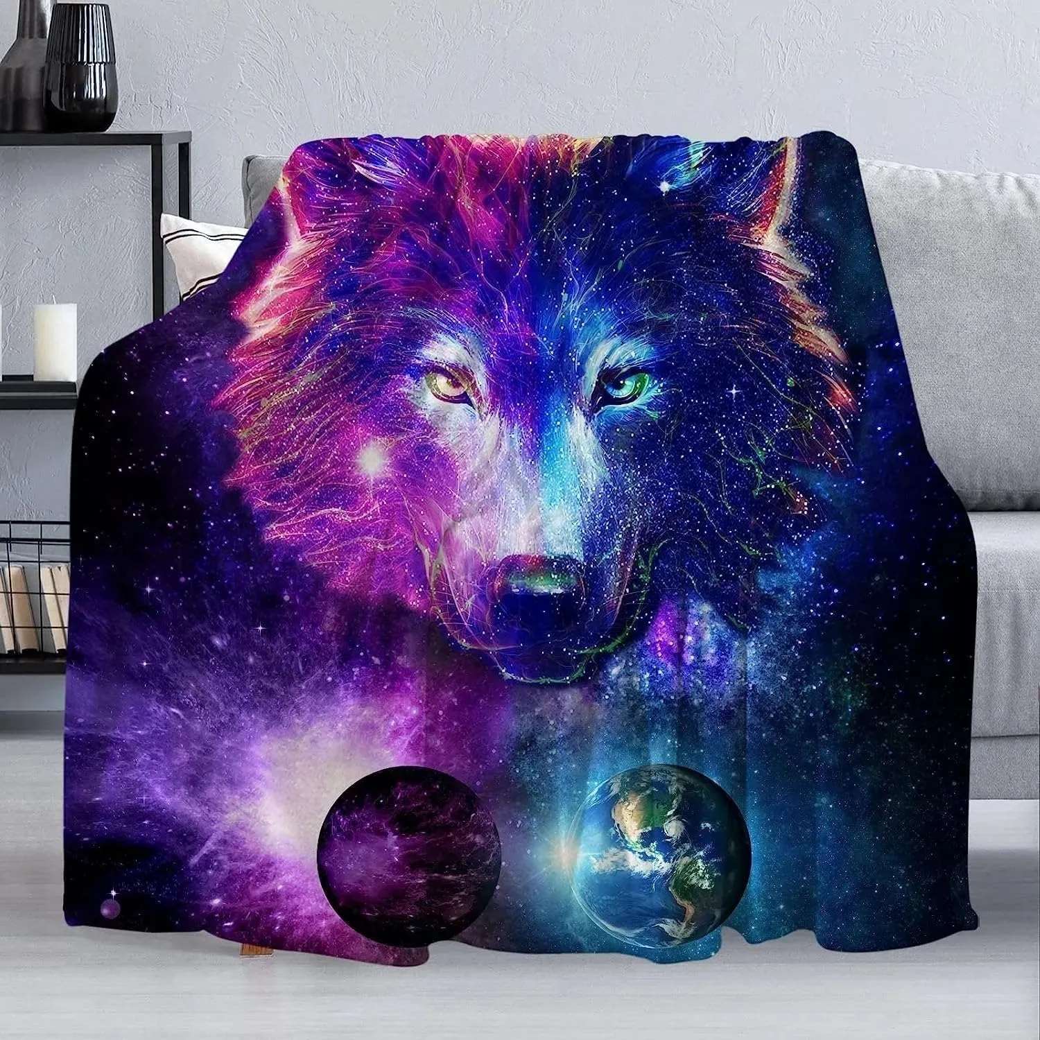 Wolf fleece online throws