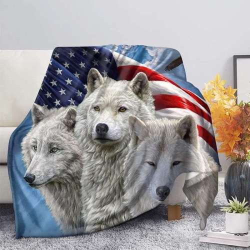 Wolf Pack Flag Blanket