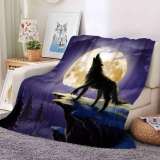Purple Howling Wolf Blanket