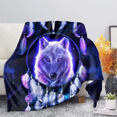 Plush Wolf Dreamcatcher Blanket