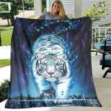 White Fleece Tiger Blanket