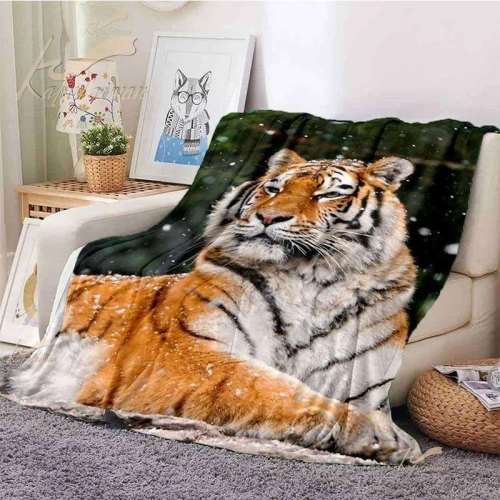 Snow Fluffy Tiger Blanket