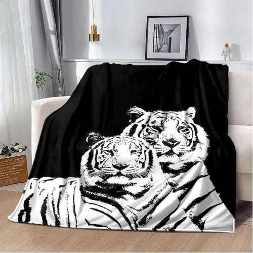 Black Plush Tiger Blanket