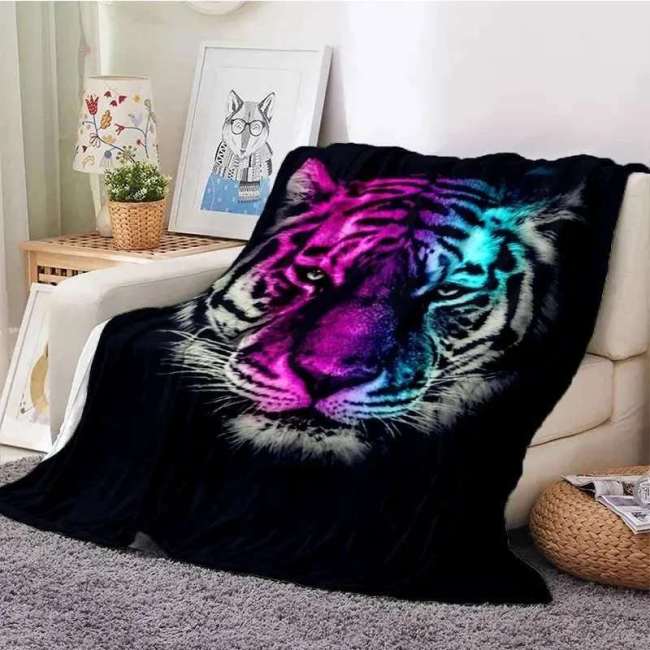 Black Tiger Blanket Throw