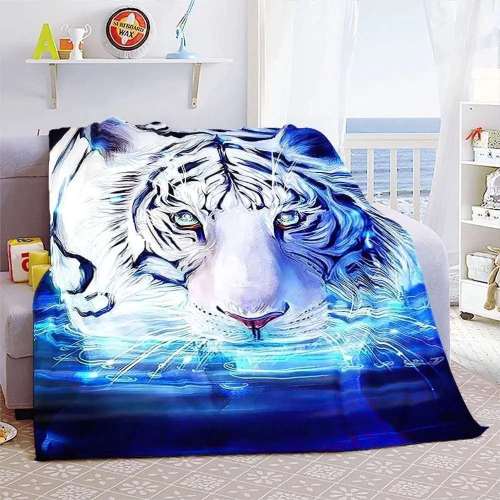 Blanket With White Tiger
