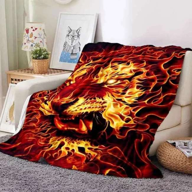 Tiger Fire Throw Blanket