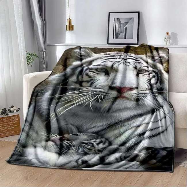 Fuzzy Tiger Mom Cub Blanket