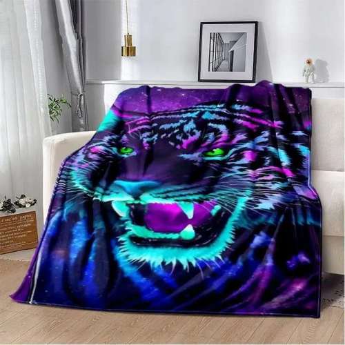 Purple Fuzzy Tiger Blanket