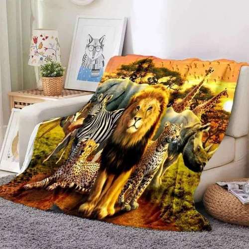 Lion Leopard Zebra Giraffe Blanket