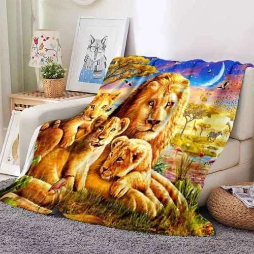 Dad Cubs Lion Fleece Blanket