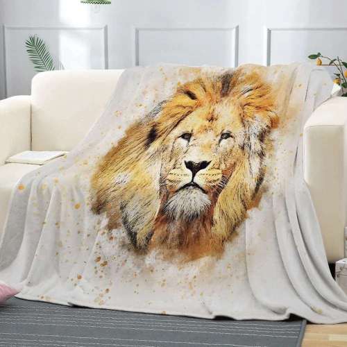 Lion Print Thick Blanket