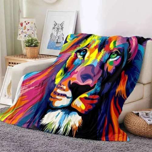 Colorful Lion Fleece Blanket