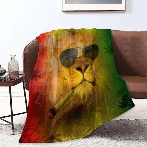 African Theme Lion Blanket