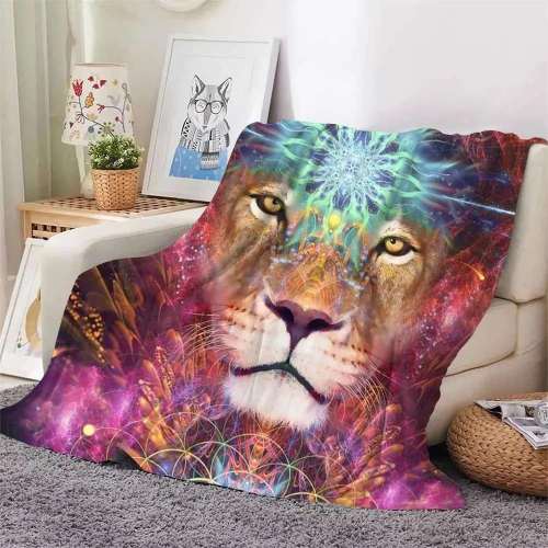 Lion Galaxy Plush Blanket