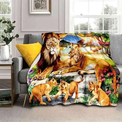 Lion Family Fleece Blanket