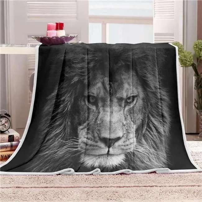 Black Big Lion Blanket