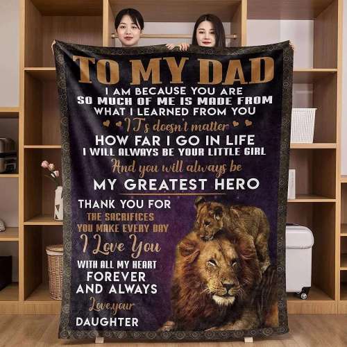To My Dad Lion Plush Blanket