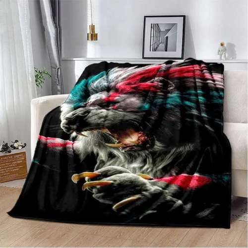 Black Soft Lion Blanket