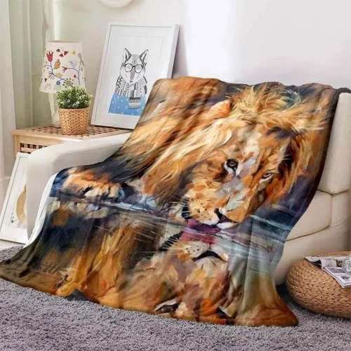 Drinking Water Lion Blanket