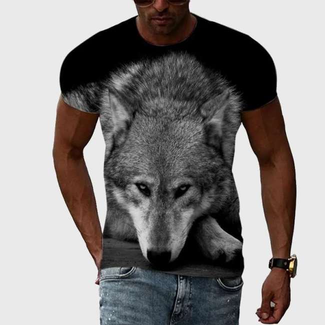 Family Matching T-shirt Black Wolf Face T-Shirt