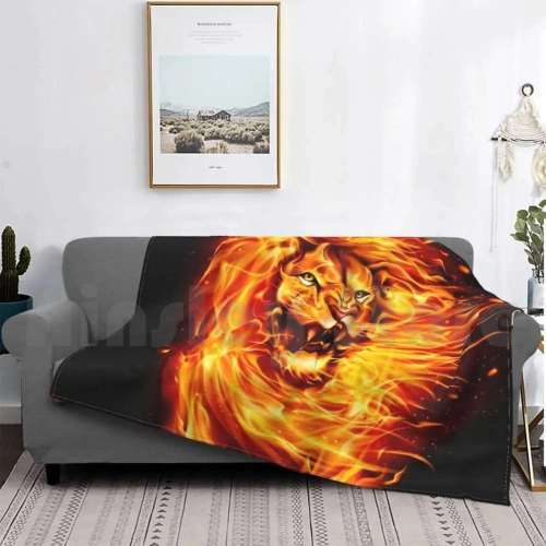 Fire Lion Plush Blanket