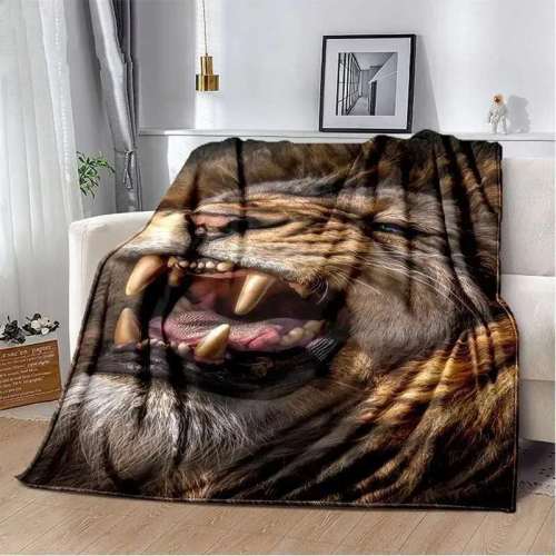 Lion Face Print Blanket