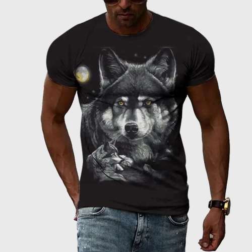 Men Graphic Wolf T-Shirt