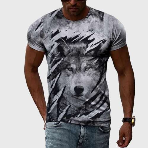 Mens 3D Wolf T-Shirt