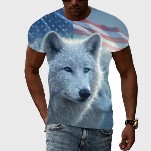 Family Matching T-shirt Wolf Flag T-Shirt