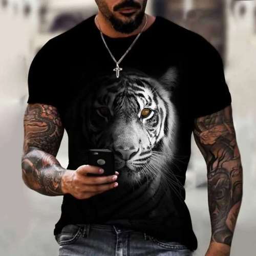 Black Tiger Head T-Shirt