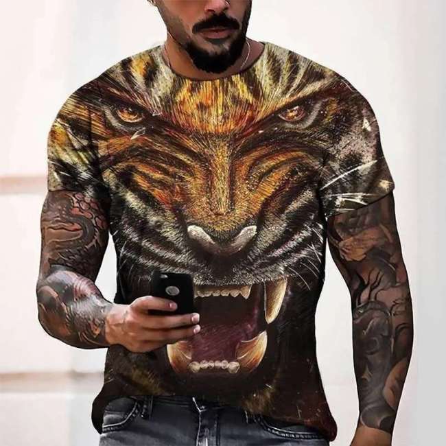 Family Matching T-shirt Realistic Tiger Print T-Shirt