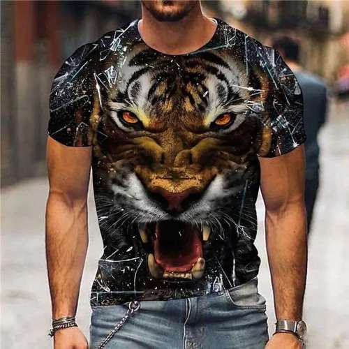 3D Tiger Printed T-Shirt