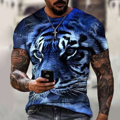 Blue Tiger Face T-Shirt