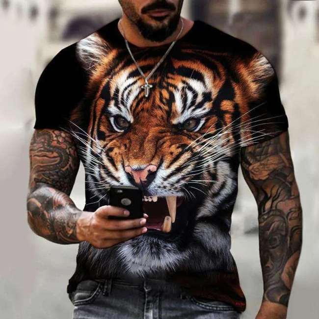 Family Matching T-shirt Men's Tiger Graphic T-Shirt