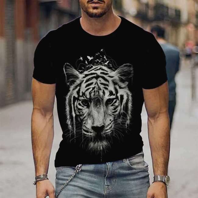 Family Matching T-shirt Black Mens Tiger Shirt