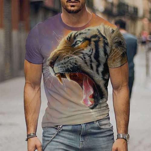 Family Matching T-shirt Men Graphic Tiger Shirt