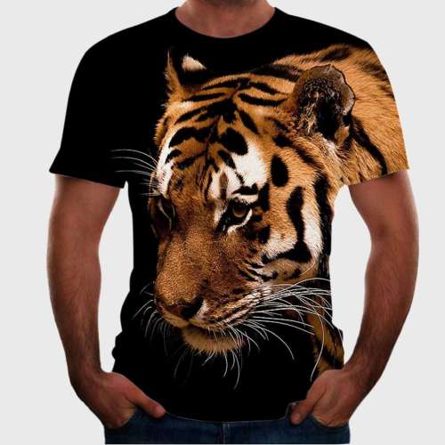 Family Matching T-shirt Black Tiger Print T-Shirt