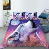 Purple Wolf Moon Bed Cover