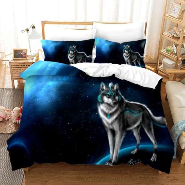 Galaxy Wolf Pattern Bedding