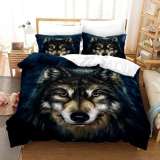 Wolf Face Print Bed Sheets